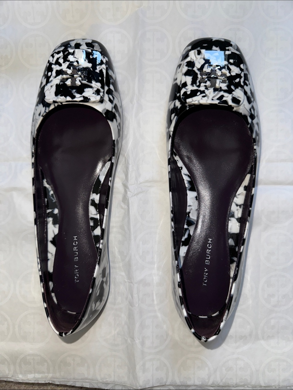Tory Burch Geogia Ballet Printed Patent Leather Flats - terrazzo multi